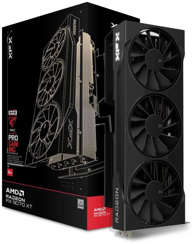 „XFX Swift RX 9070XT“ trijų ventiliatorių 16 GB vaizdo plokštė
