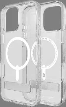 ZAGG Crystal Palace Snap Kickstand MagSafe dėklas su stovu, skirtas iPhone 16 Pro Max – skaidrus