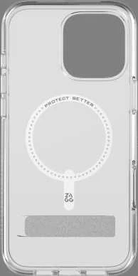 ZAGG Crystal Palace Snap Kickstand MagSafe dėklas su stovu, skirtas iPhone 16 Pro Max – skaidrus