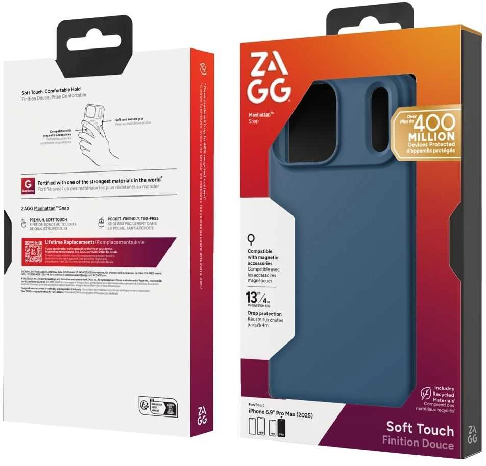 ZAGG Manhattan Snap MagSafe dėklas, skirtas iPhone 17 Pro Max - Mėlyna