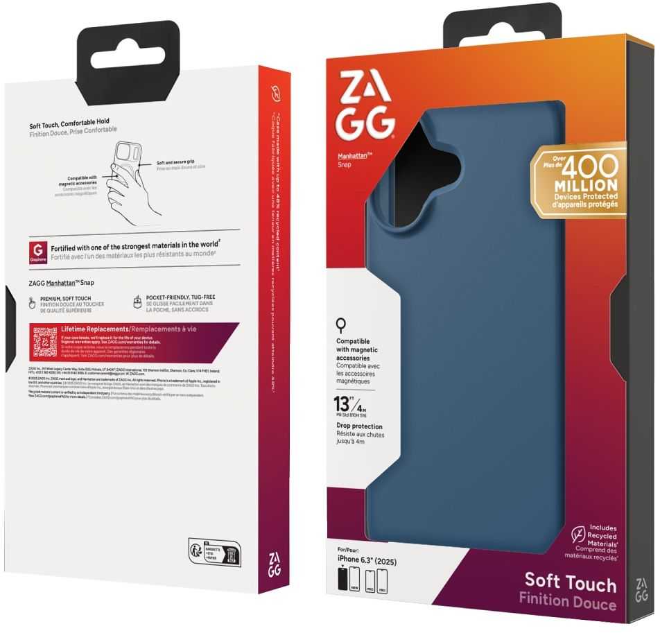 ZAGG Manhattan Snap MagSafe dėklas, skirtas iPhone 17 - Mėlyna