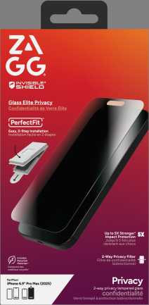 ZAGG „Invisibleshield Glass Elite“ privatumo stiklas, skirtas „iPhone 17 Pro Max“