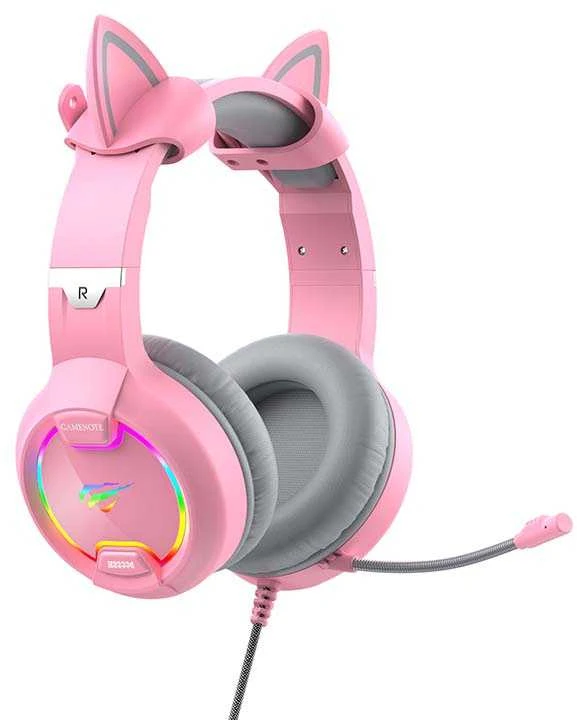 Žaidimų ausinės Havit GAMENOTE H2233d RGB rožinės spalvos