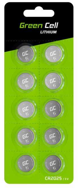 Green Cell Žalias Cell Blister 10x Lithium Baterija CR2025 3V 160mAh Button