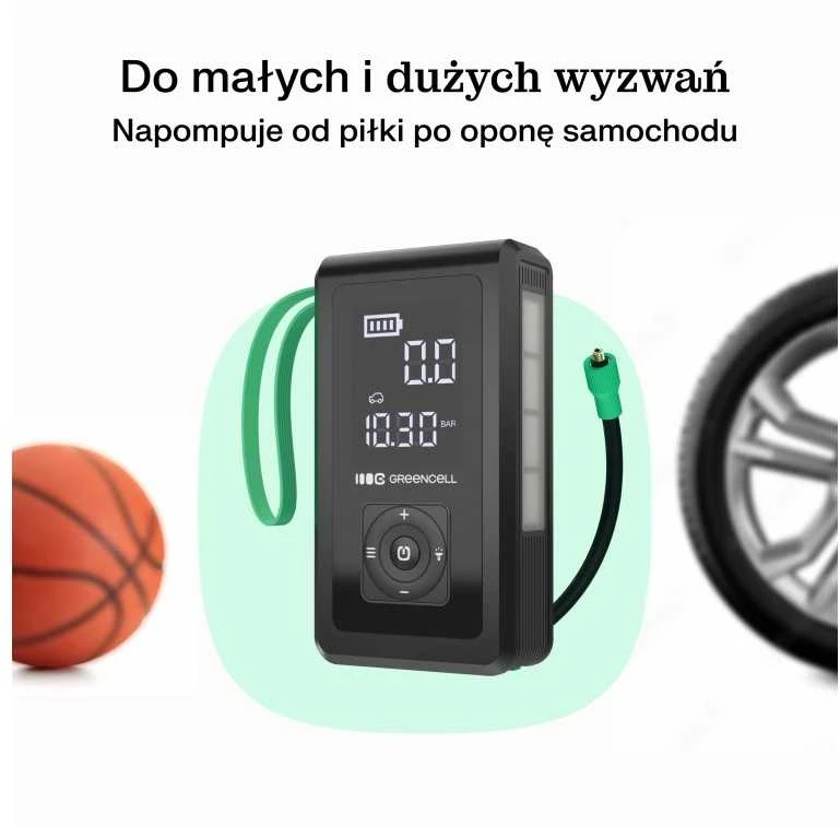 Green Cell „Greencell PowerBoost Air“ / starteris / išorinė baterija automobiliams su kompresoriumi 29,6 Wh 1000 A užvedimo įtaisas