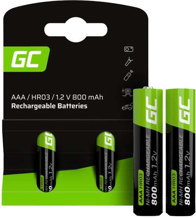 Green Cell Žalias Cell Įkraunama Baterija - Žalias Cell GR08 AAA NiMH 800mAh 2-vnt.