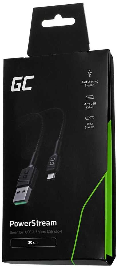 Green Cell Žalias Cell Kabelis Žalias Cell GC PowerStream USB-A - Micro USB 30 cm greitas įkrovimas Ultra Charge, QC 3.0