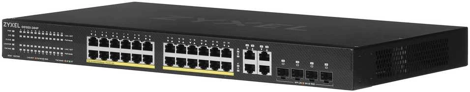 Šakotuvas ZYXEL GS1920-24HPV2, 28 prievadų išmanusis valdomas POE komutatorius, 24 gigabitų vario POE ir 4 gigabitų dviejų asmenų, hibridinis režimas, autonominis arba „Nebulaflex“ debesis, 375 vatų POE (5 metų garantija)