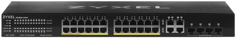 Šakotuvas ZYXEL GS1920-24HPV2, 28 prievadų išmanusis valdomas POE komutatorius, 24 gigabitų vario POE ir 4 gigabitų dviejų asmenų, hibridinis režimas, autonominis arba „Nebulaflex“ debesis, 375 vatų POE (5 metų garantija)