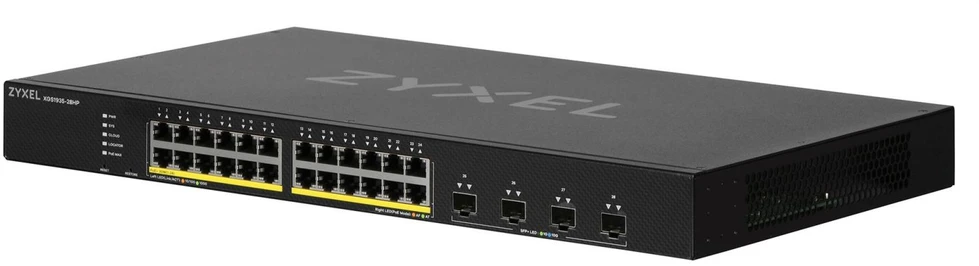 Šakotuvas ZYXEL XGS1935-28HP, 28 prievadų LITE-L3 išmanusis valdomas POE komutatorius, 24x gigabito POE ir 4x 10G SFP+, hibridinis režimas, autonominis arba „Nebulaflex“ debesis, 375 vatų POE (5 metų garantija)