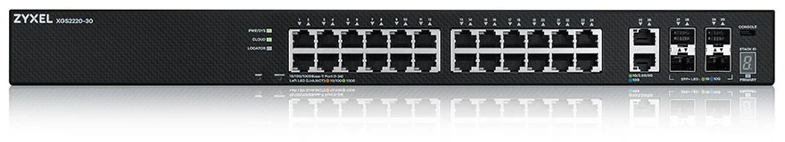 Šakotuvas ZYXEL XGS2220-30, L3 prieigos jungiklis, 24X1G RJ45 2X10MG RJ45, 4X10G SFP+ UPLINK, įskaitant 1 metų „Nebulaflex Pro“ (5 metų garantija)