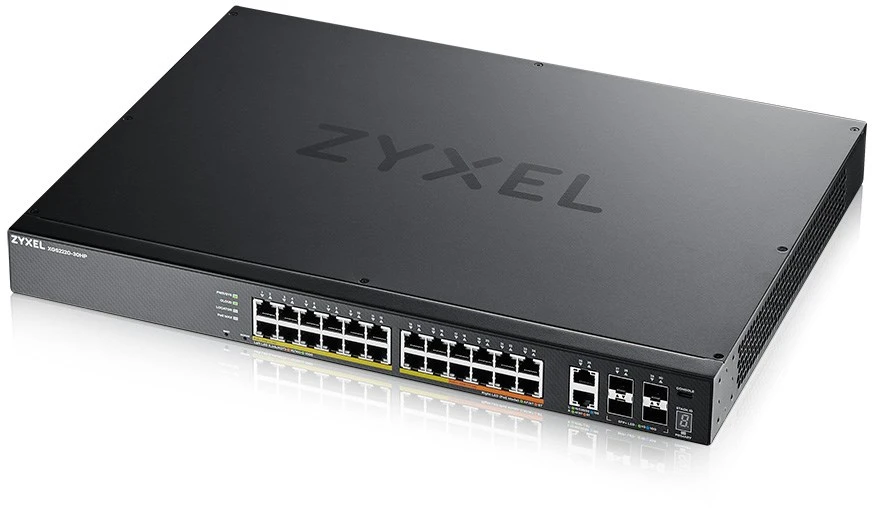Šakotuvas ZYXEL XGS2220-30HP, L3 prieigos komutatorius, 400W POE, 16XPOE+/10XPOE++, 24X1G RJ45 2X10MG RJ45, 4X10G SFP+ UPLINK, įskaitant 1 metų „Nebulaflex Pro“ (5 metų garantija)