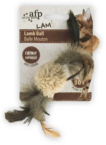 AFP Lambswool žaislas katėms su plunksnomis, 1 vnt