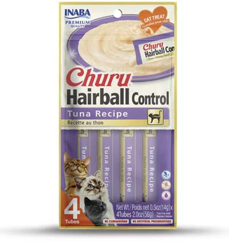 INABA CHURU HAIRBALL tunas - skanėstas katėms - 4x14g (56g)