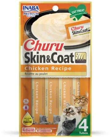 Kačių Skanėstai - INABA Churu Skin&Coat Vištienos Receptas 4x14 g