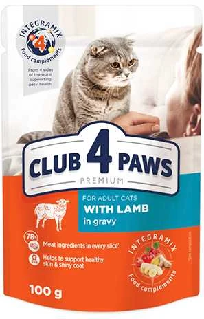 Club 4 Paws konservai katėms su ėriena padaže, 100 g