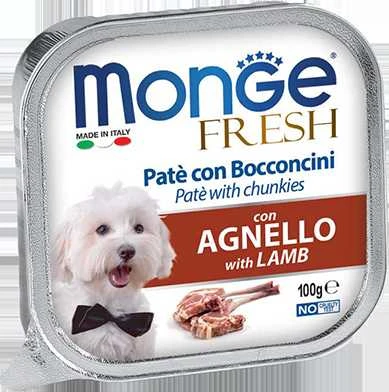 Monge Fresh paštetas šunims su ėrienos gabalėliais100g
