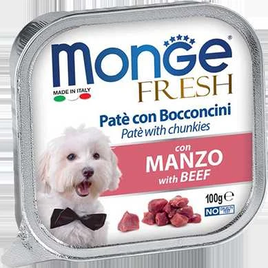 Monge Fresh paštetas šunims su jautienos gabalėliais 100g