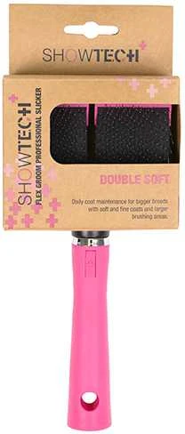 Show Tech+ Flex Groom Professional Slicker minkštas dvipusis dvigubas šepetys