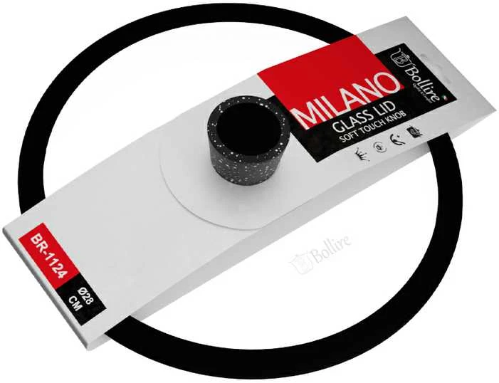 Bollire Stiklinis dangtis MILANO su silikoniniu apvadu 28 cm