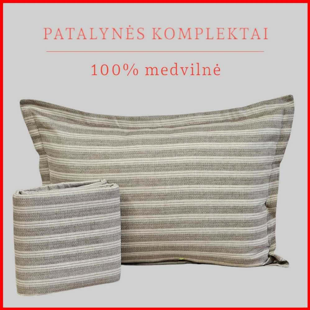 100 proc. medvilnės patalynės komplektas - Antklodės užvalkalas 140x200 cm. + pagalvės užvalkalas 50x70 cm. be užtrauktuko (1 vnt.)