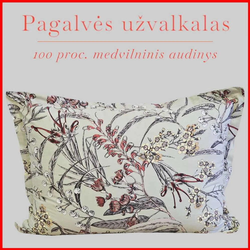 100 proc. medvilnės patalynės komplektas - Antklodės užvalkalas 200x200 cm. + pagalvės užvalkalai 50x70 cm. (2 vnt.)