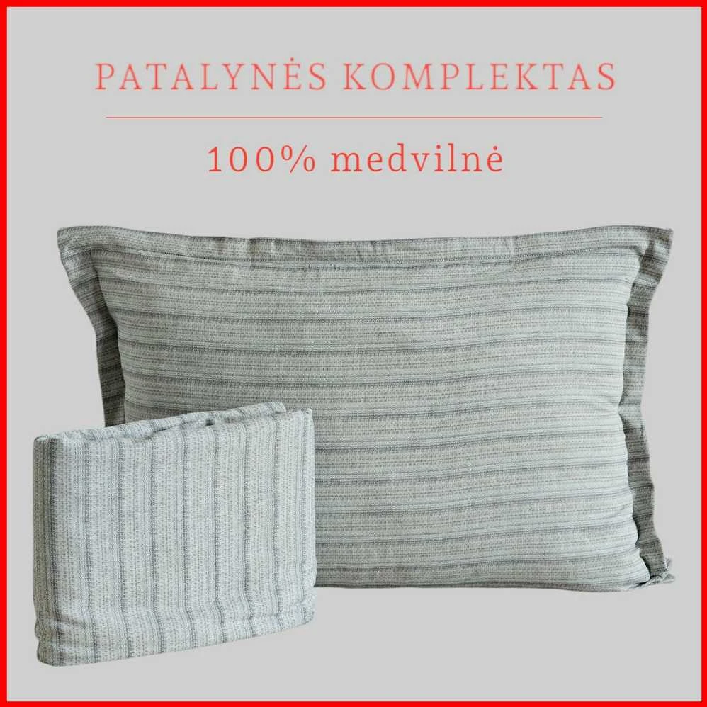 100 proc. medvilnės patalynės komplektas - Antklodės užvalkalas 220x200 cm. + pagalvės užvalkalai 50x70 cm. (2 vnt.)