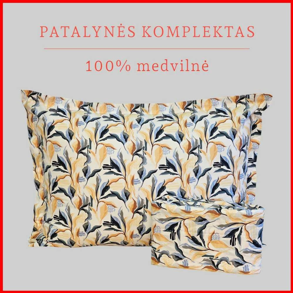 100 proc. medvilnės patalynės komplektas - Antklodės užvalkalas 160x200 cm. + pagalvės užvalkalas 50x70 cm. (1 vnt.)