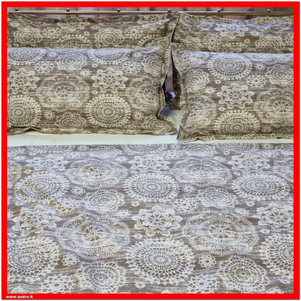 100 proc. medvilnės patalynės komplektas - Antklodės užvalkalas 200x200 cm. + pagalvės užvalkalai 50x70 cm. (2 vnt.)