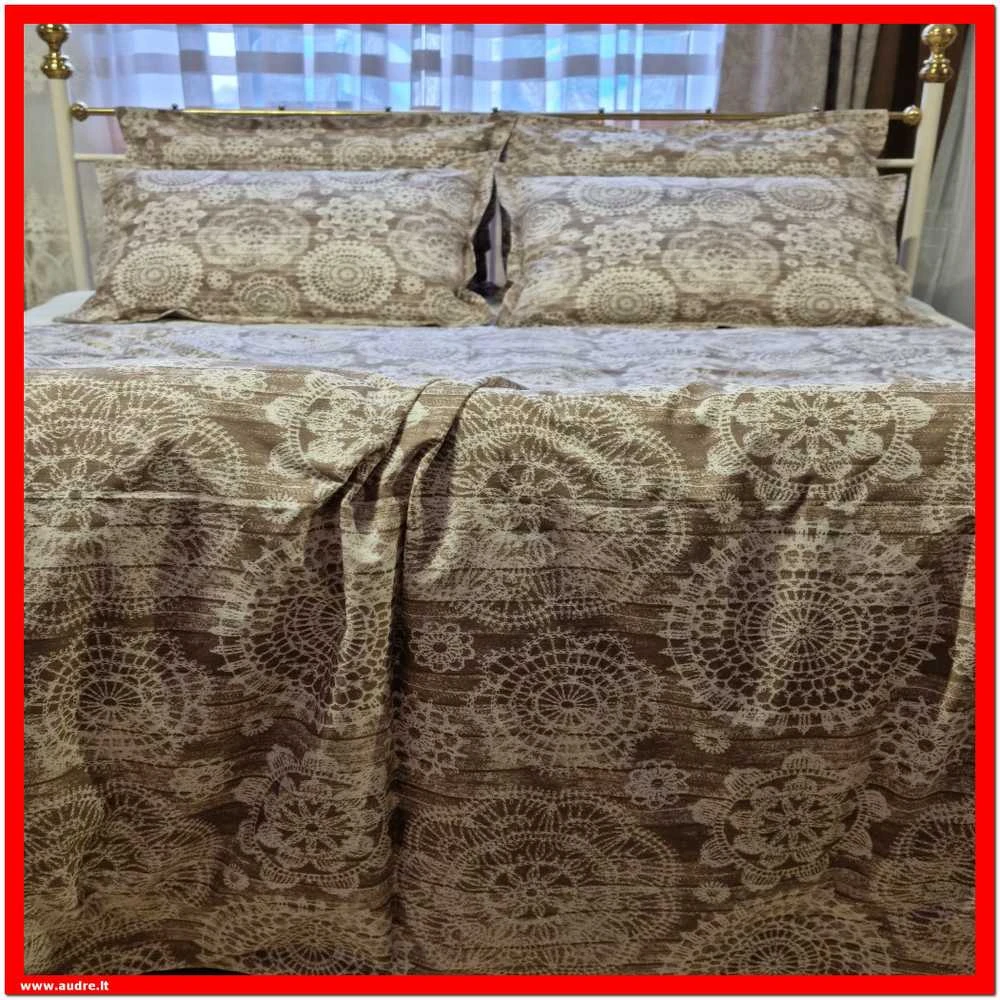 100 proc. medvilnės patalynės komplektas - Antklodės užvalkalas 200x200 cm. + pagalvės užvalkalai 50x70 cm. (2 vnt.)