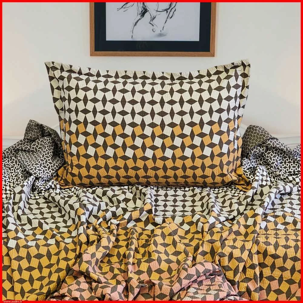 Glamžyto medvilninio audinio antklodės ir pagalvės užvalkalų patalynės komplektas - Antklodės užvalkalas 140x200 cm. + pagalvės užvalkalas 50x70 cm. be užtrauktuko (1 vnt.)