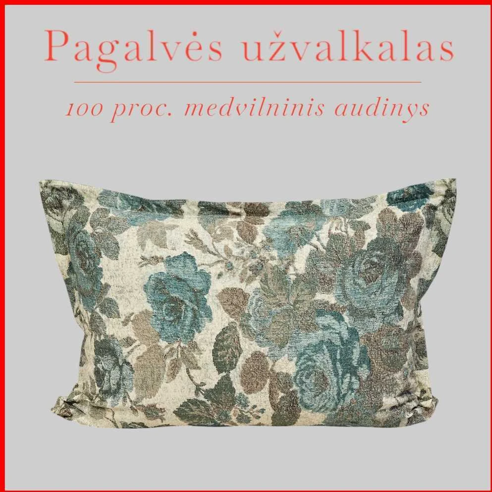 Glamžyto medvilninio audinio pagalvės užvalkalas - 70x70 cm. be užtrauktuko