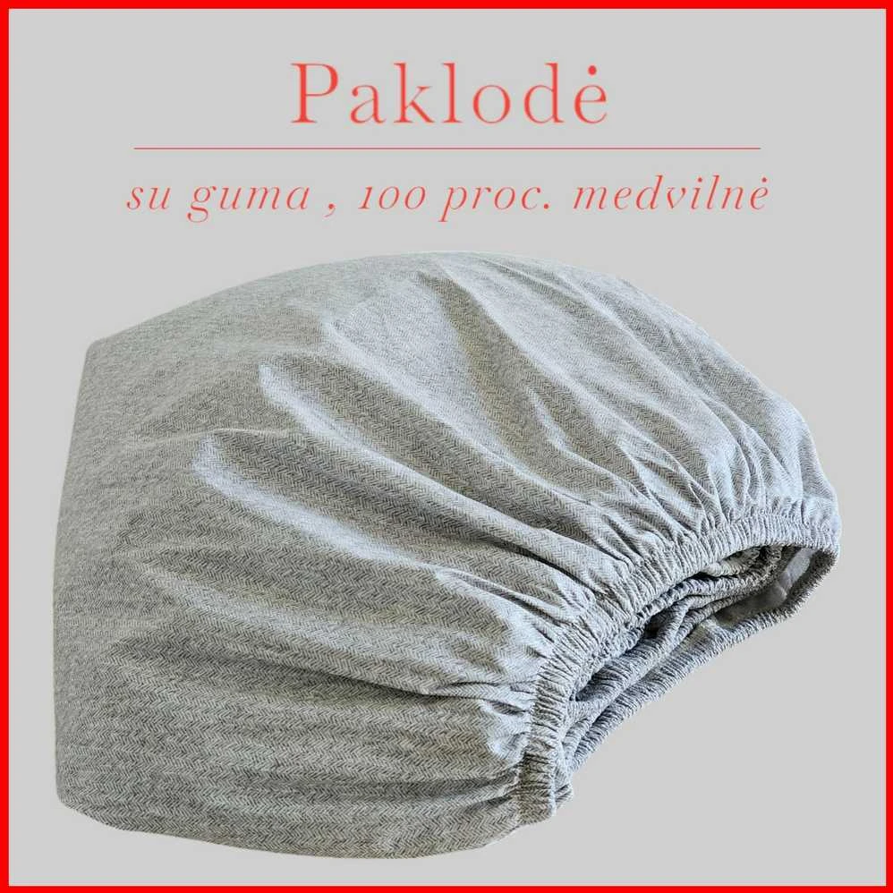 Paklodė su guma 100/140/160/180/200x200+20cm. - 200x200+20cm.
