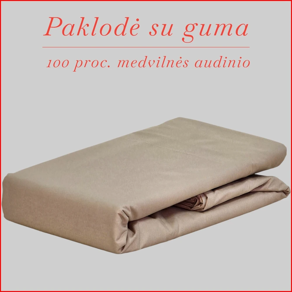 Paklodė su guma 100/140/160/180/200x200+20cm. - 100x200+20cm.