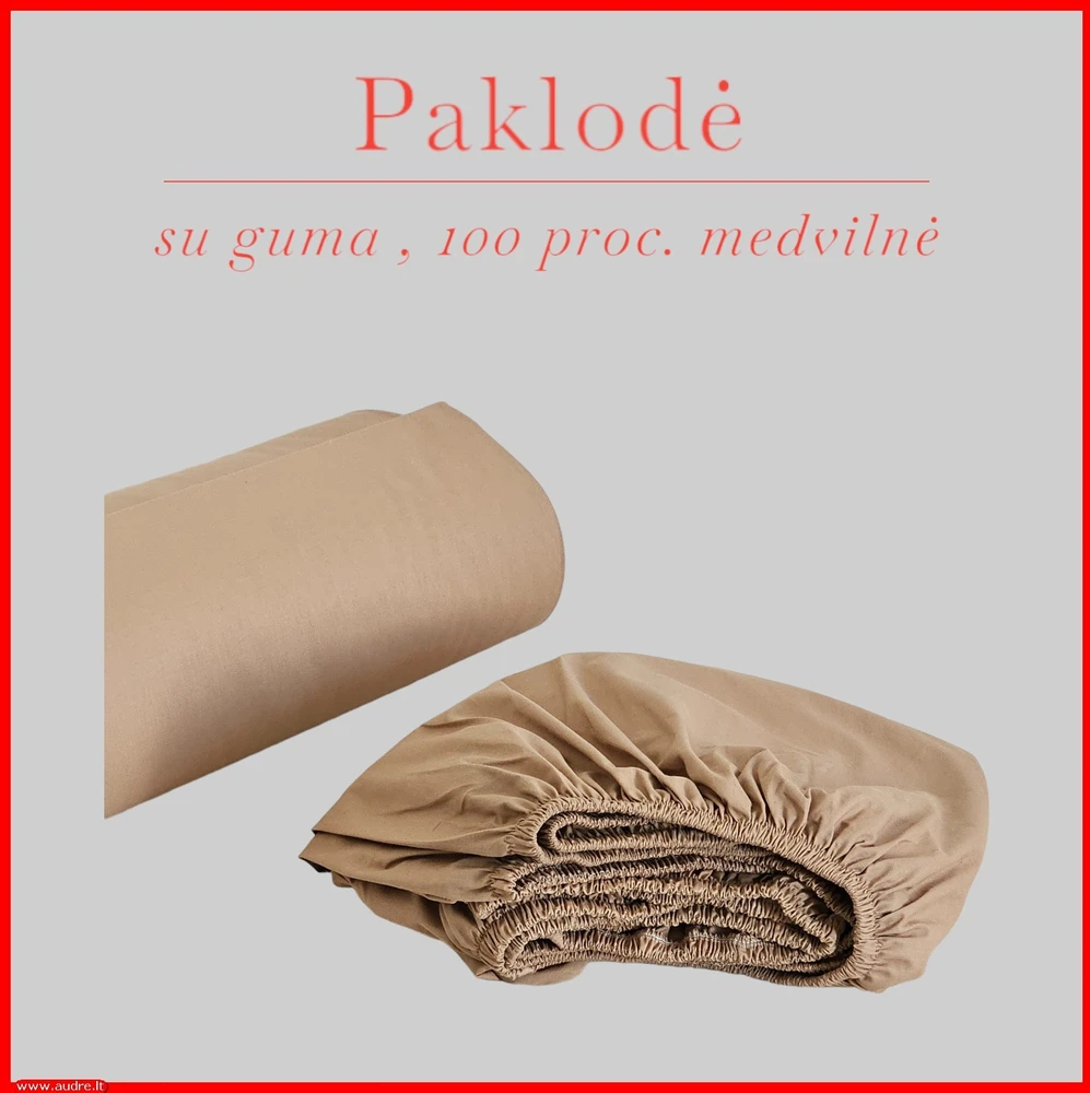 Paklodė su guma 100/140/160/180/200x200+30cm. - 180x200+30cm.