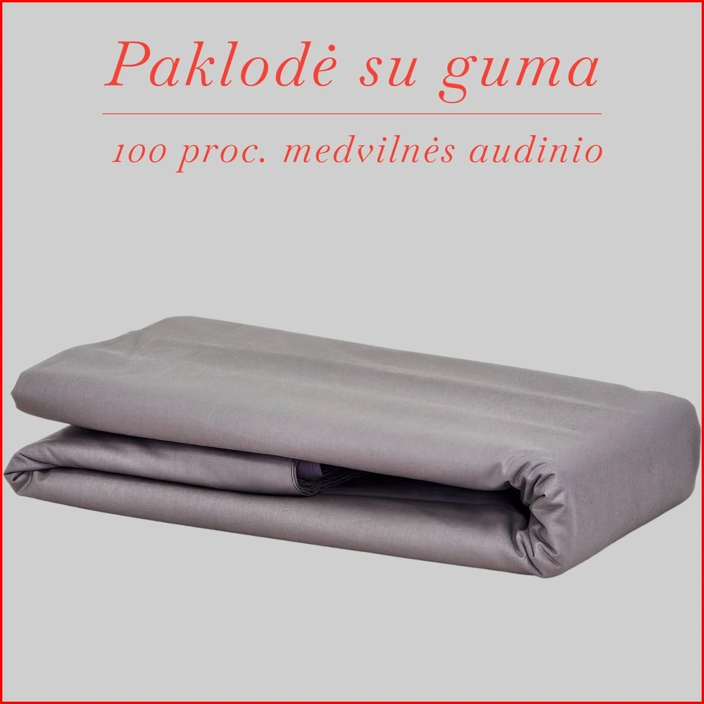 Paklodė su guma 100/140/160/180/200x200+30cm. - 100x200+30cm.