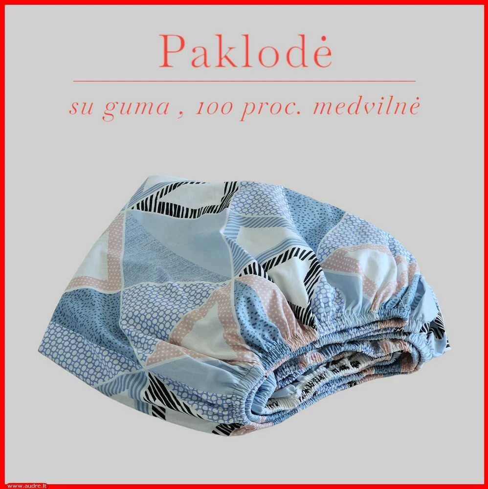 Paklodė su guma 100/140/160/180/200x200+20cm. - 100x200+20cm.