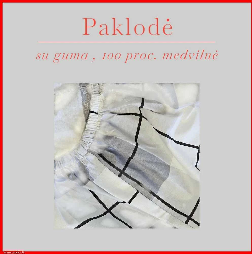 Paklodė su guma 100/140/160/180/200x200+20cm. - 180x200+20cm.
