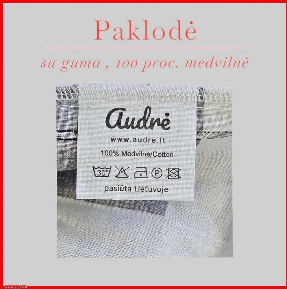 Paklodė su guma 100/140/160/180/200x200+20cm. - 180x200+20cm.