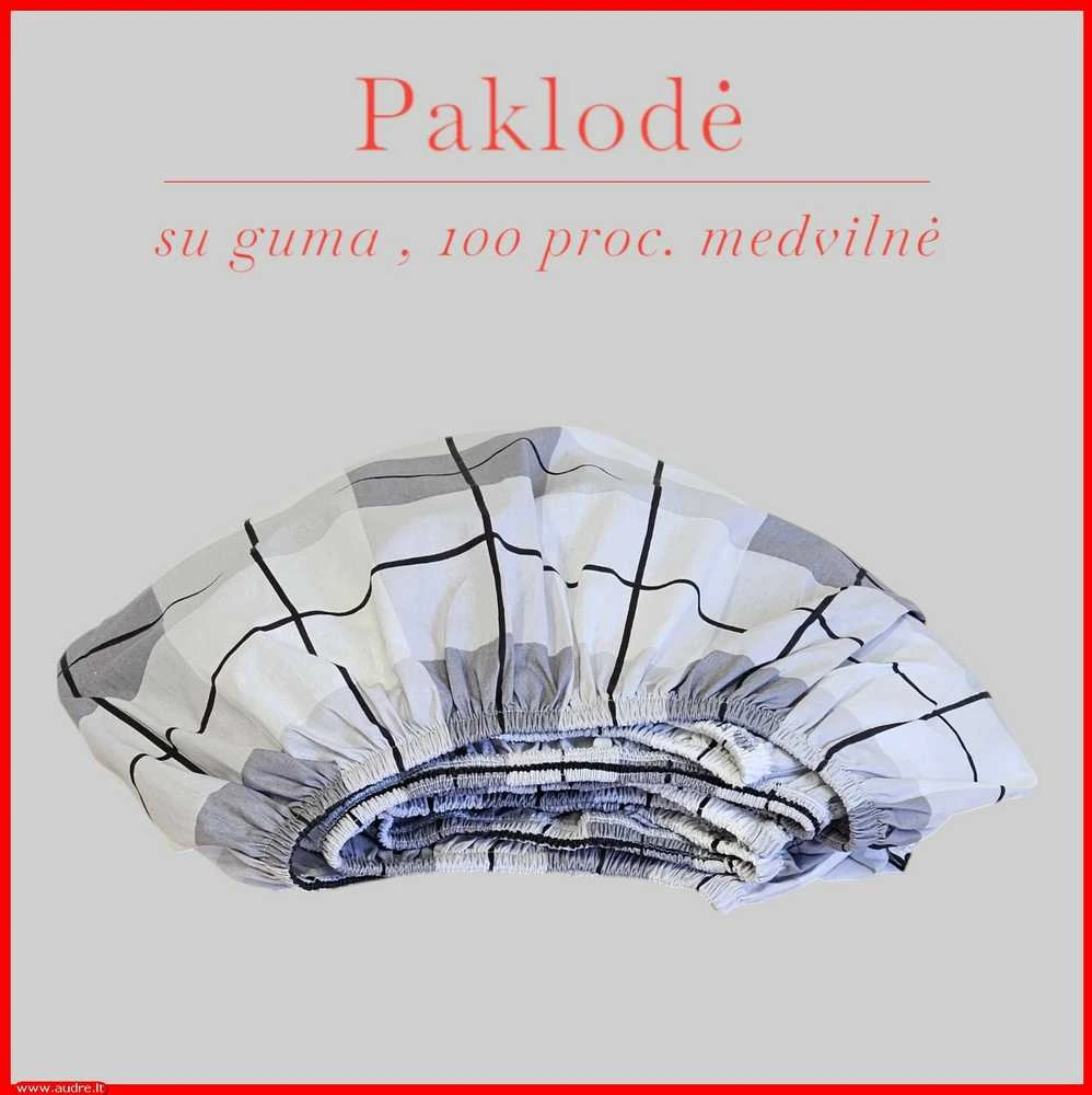 Paklodė su guma 100/140/160/180/200x200+20cm. - 100x200+20cm.