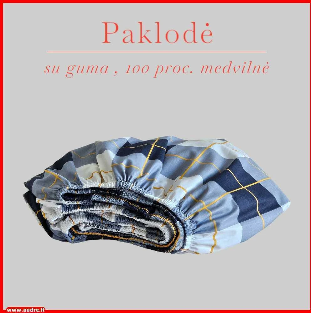 Paklodė su guma 100/140/160/180/200x200+20cm. - 160x200+20cm.