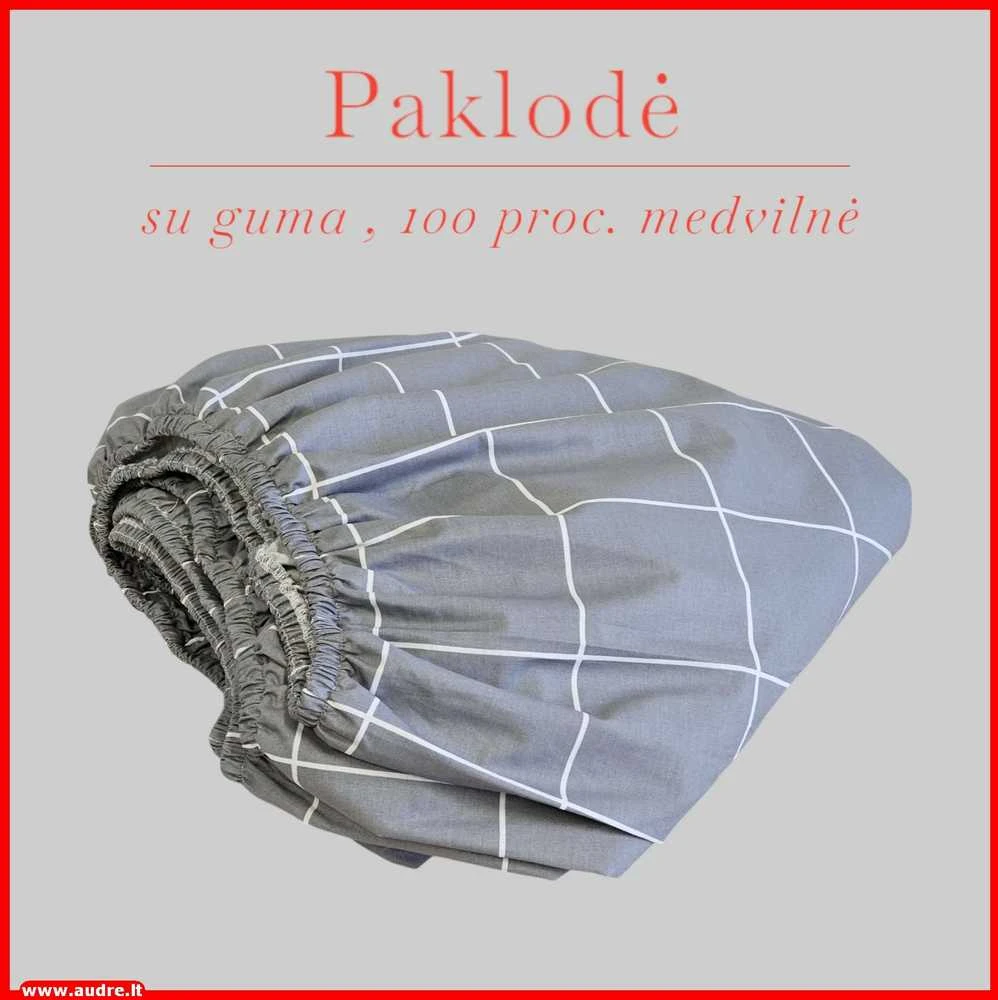 Paklodė su guma 100/140/160/180/200x200+20cm. - 100x200+20cm.