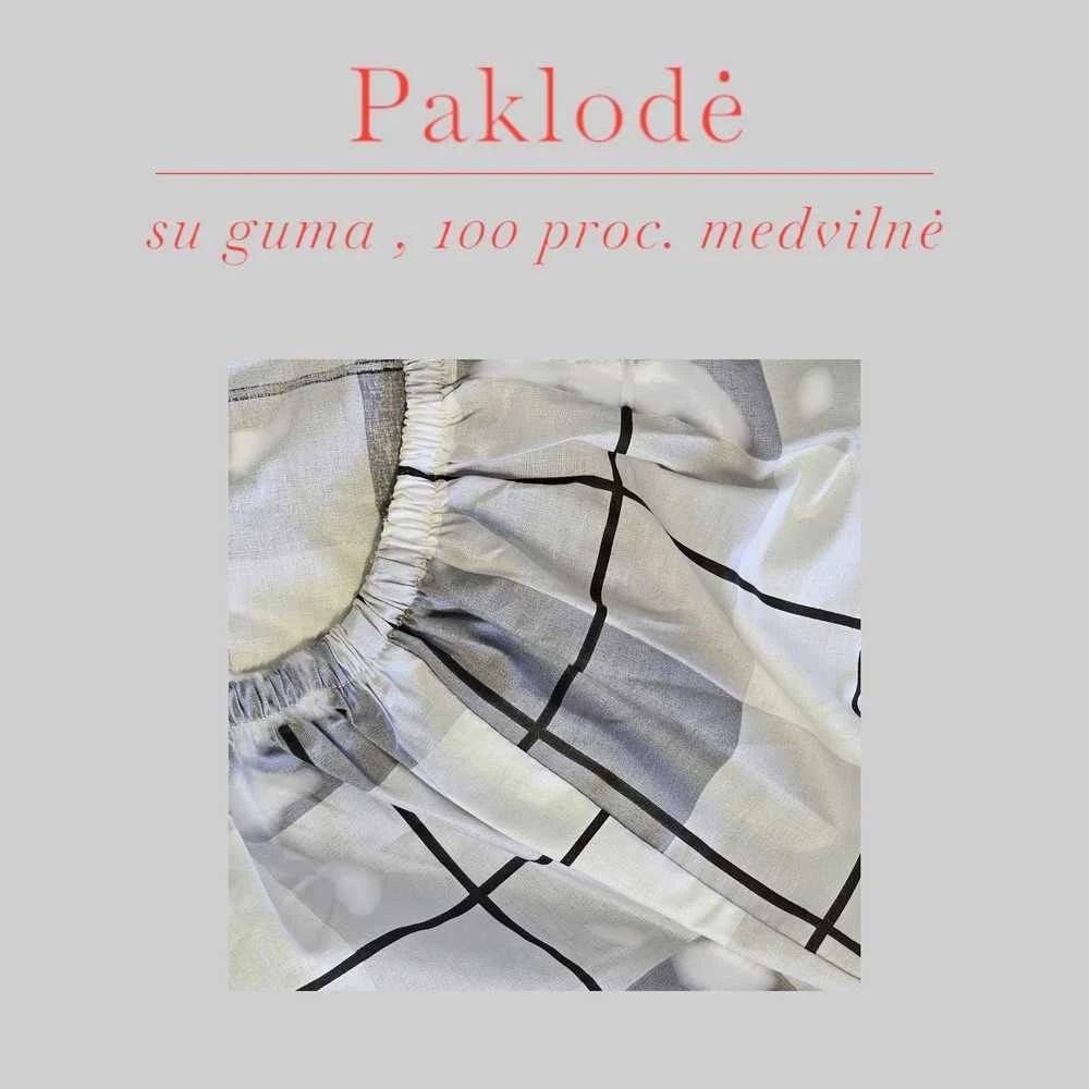 Paklodė su guma 100/140/160/180/200x200+20cm. - 100x200+20cm.