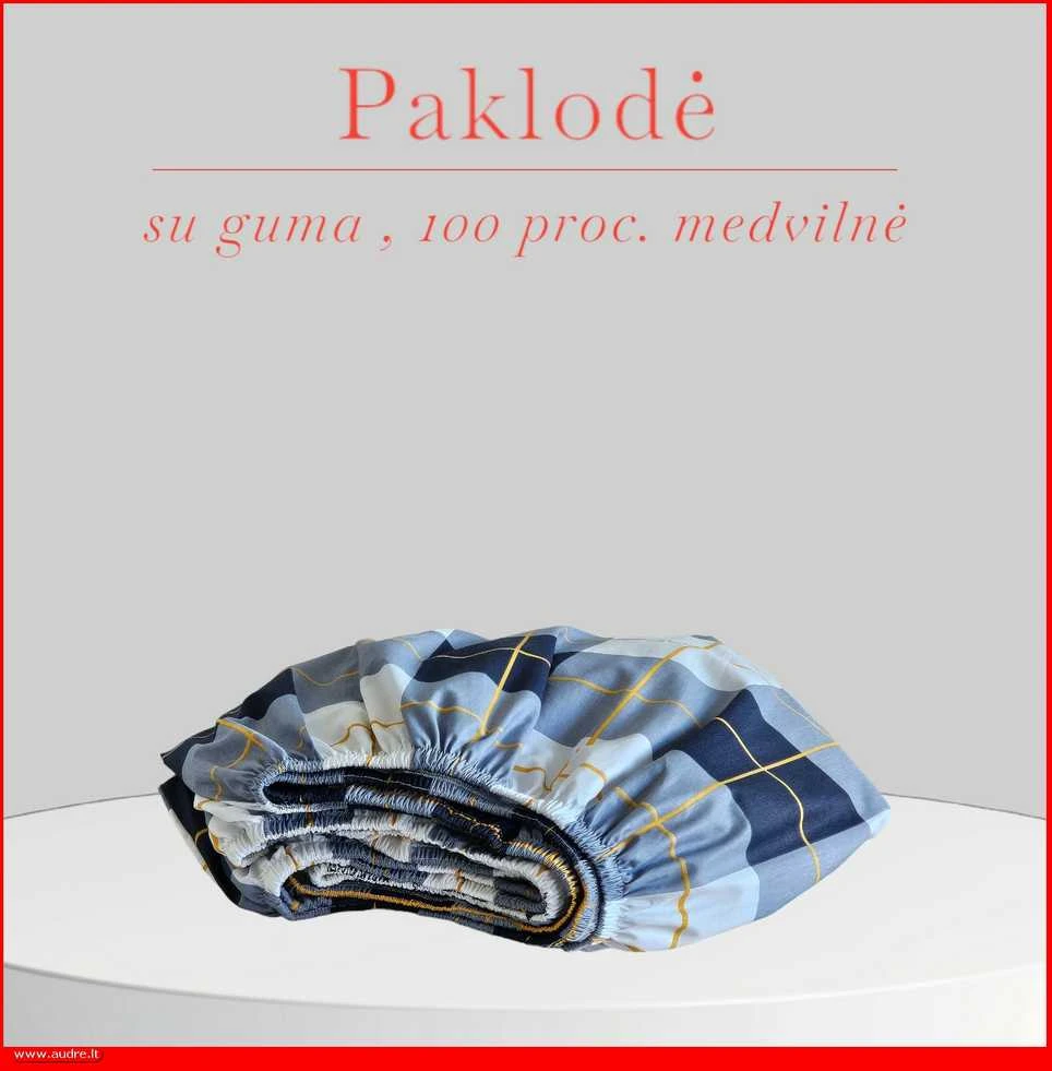 Paklodė su guma 100/140/160/180/200x200+20cm. - 100x200+20cm.