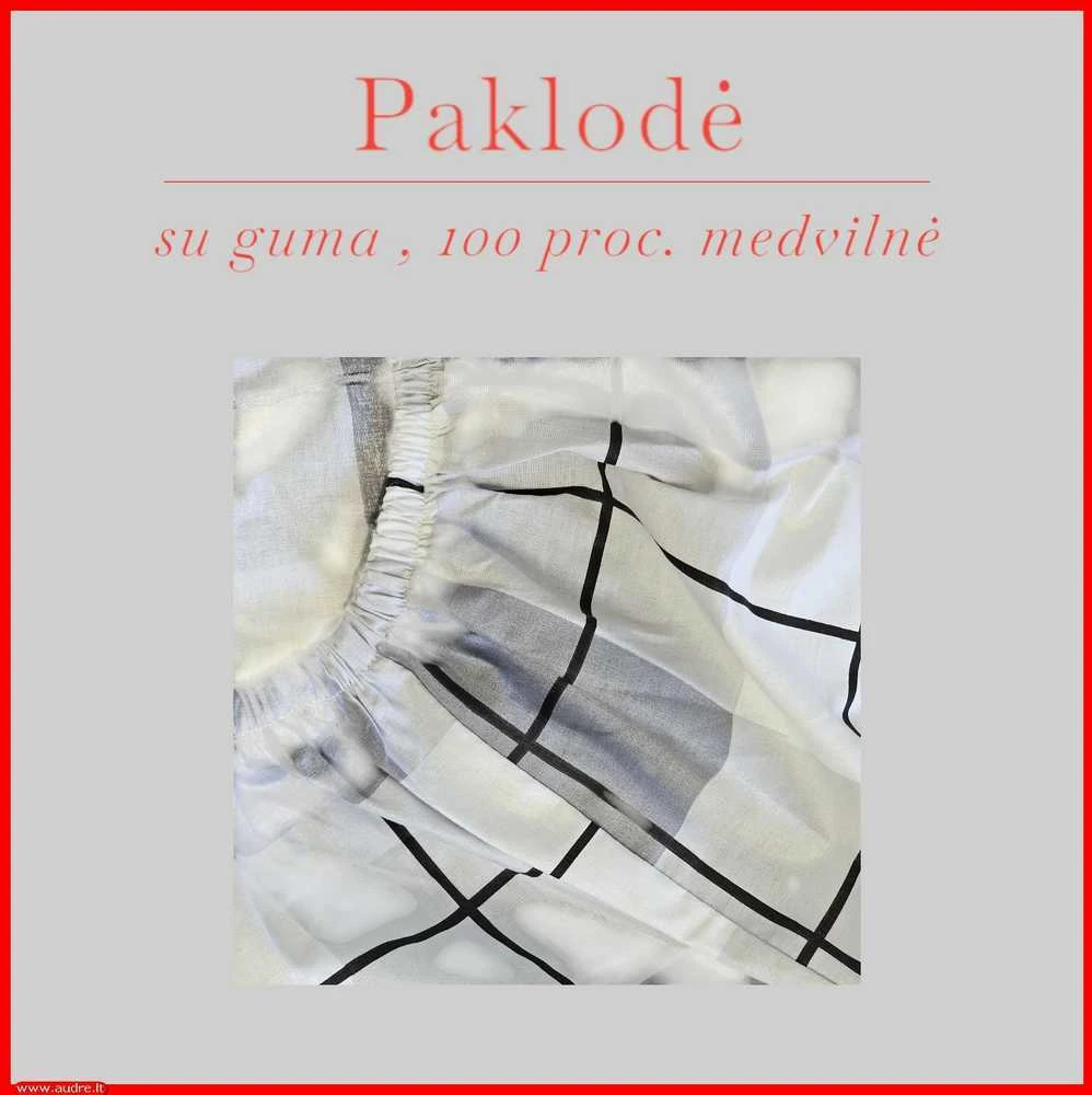 Paklodė su guma 100/140/160/180/200x200+20cm. - 100x200+20cm.