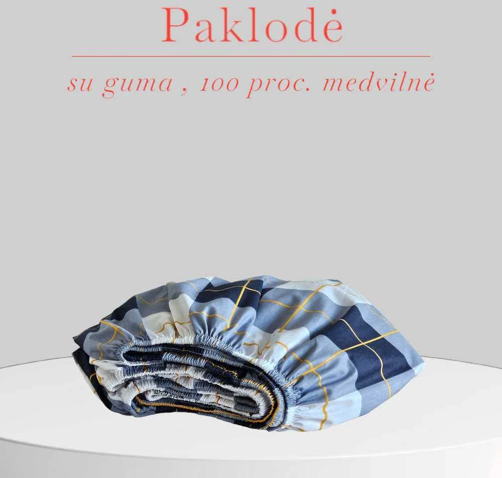 Paklodė su guma 100/140/160/180/200x200+20cm. - 100x200+20cm.