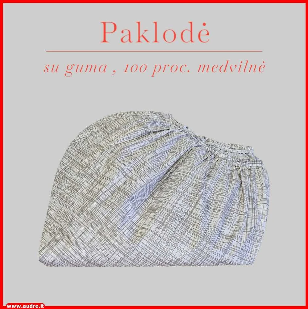 Paklodė su guma 100/140/160/180/200x200+20cm. - 100x200+20cm.