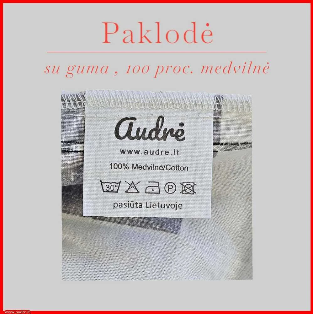 Paklodė su guma 100/140/160/180/200x200+20cm. - 100x200+20cm.