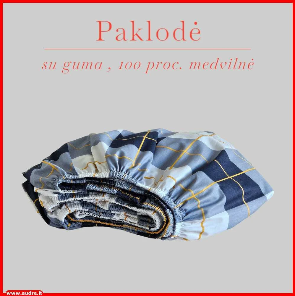 Paklodė su guma 100/140/160/180/200x200+20cm. - 100x200+20cm.