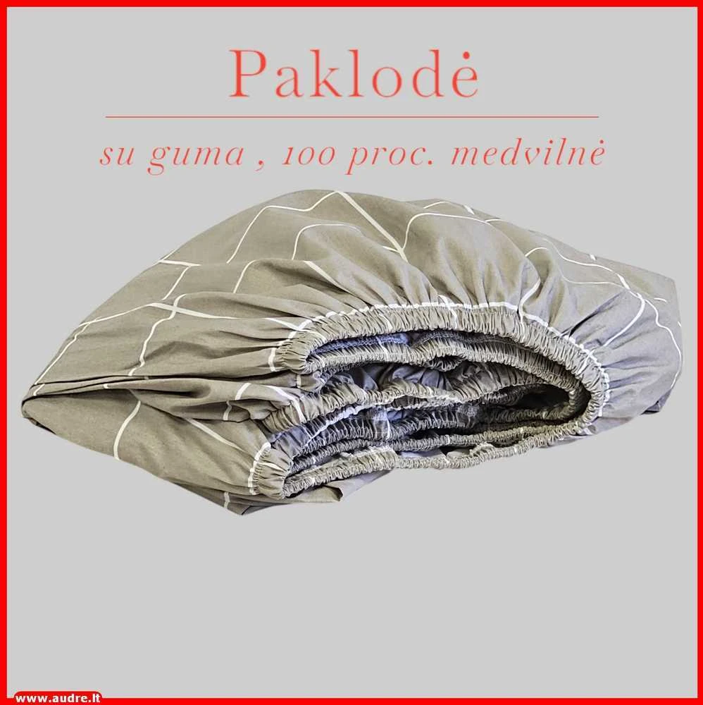 Paklodė su guma 100/140/160/180/200x200+20cm. - 100x200+20cm.